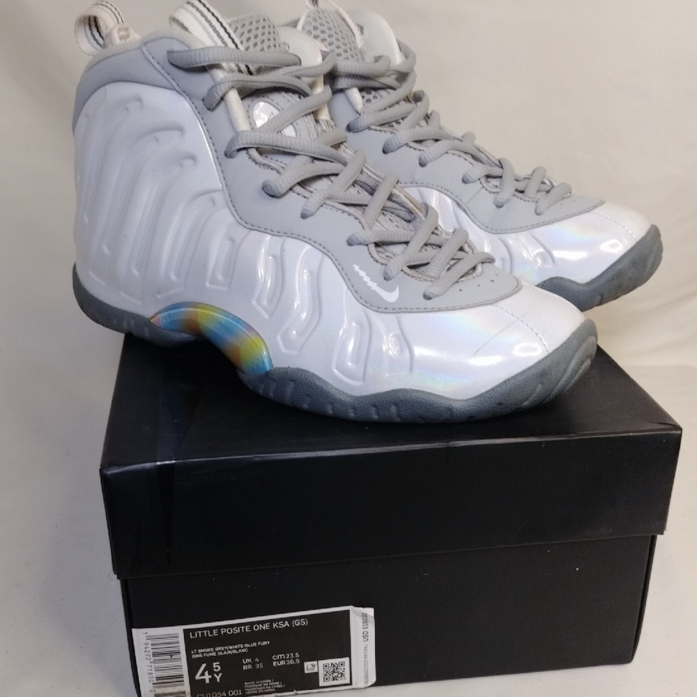 Nike Kids Little Posite One Sneakers - White and Gray